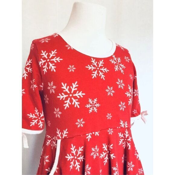 Eleanore Rose Girls 5/6 Red Knit Hadlee Circle Snowflake Dress - Picture 5 of 6